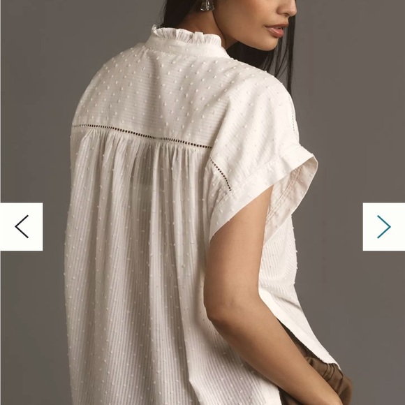 Anthropologie- Pilcro Oversized Ruffled Blouse XS Extra Small - Picture 2 of 11